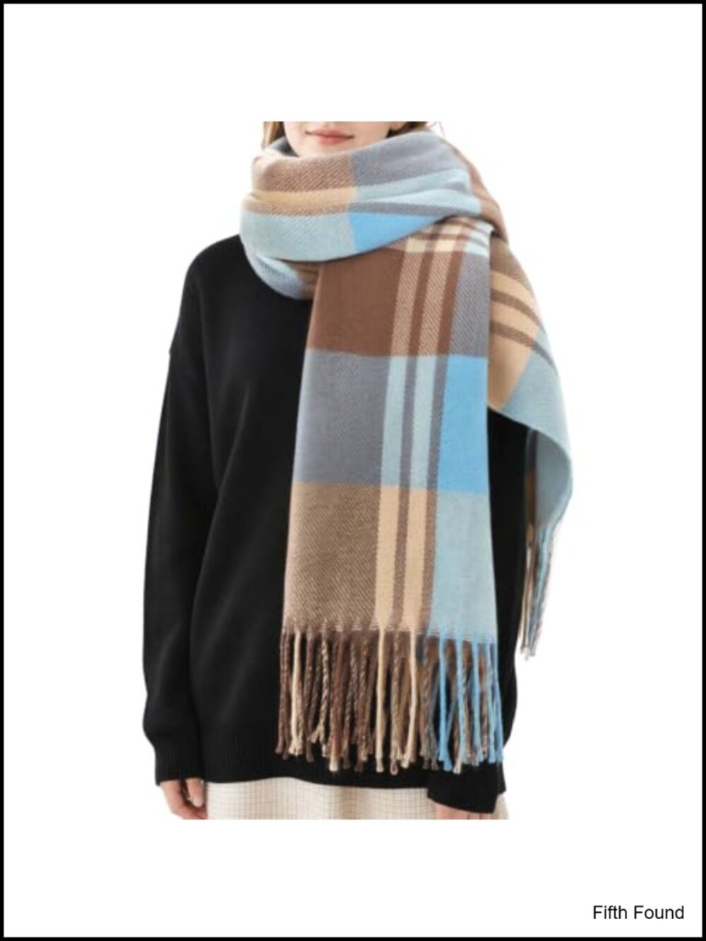 Soft Plaid Winter Scarf for Women 78.7x27.6 Oversized Tassel Wrap